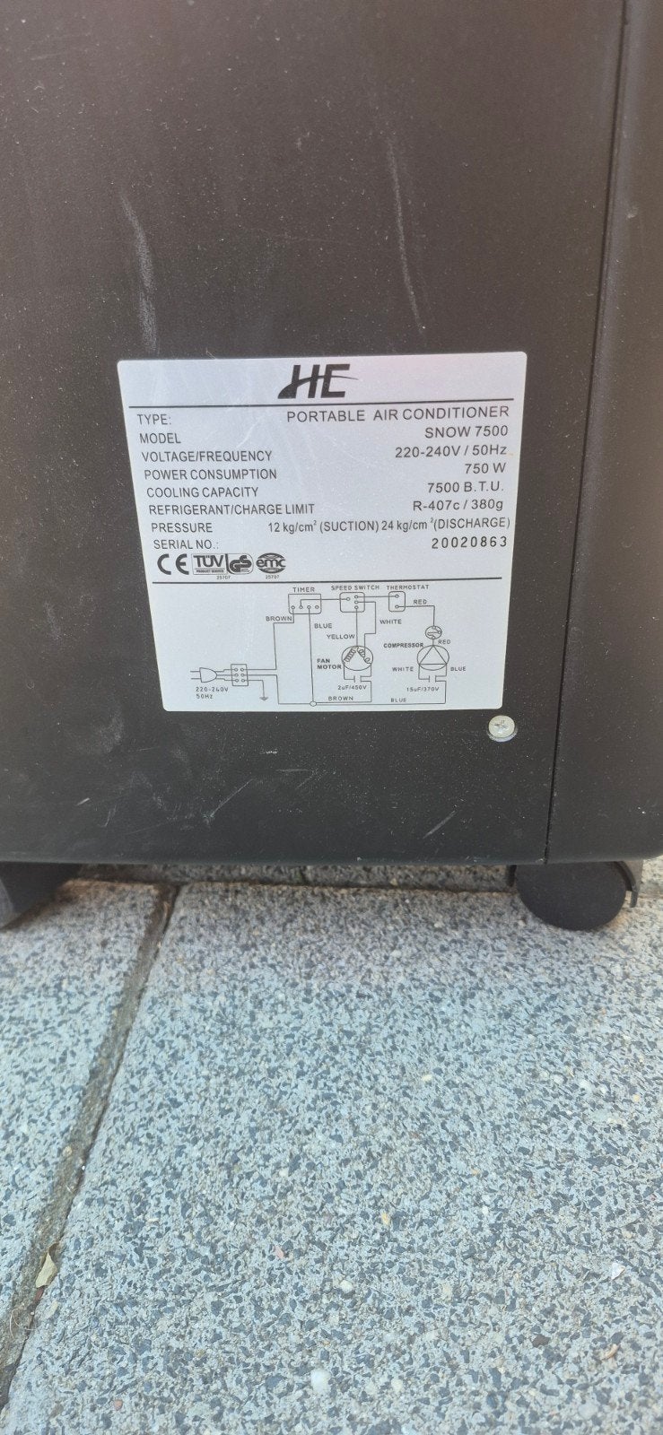 mobiele airco, Ophalen, Gebruikt, Minder dan 60 m³, 3 snelheden of meer