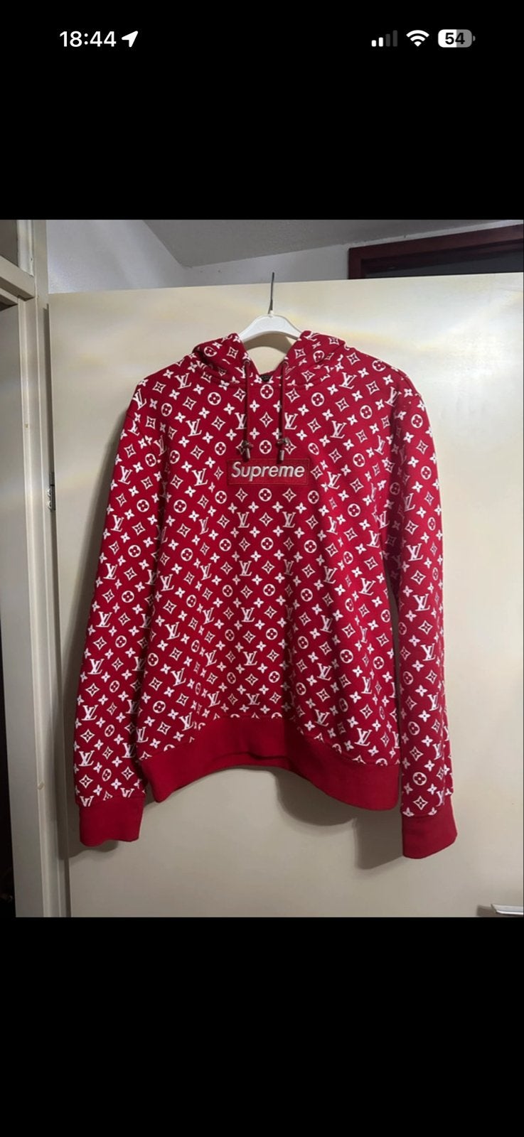Supreme Louis Vuitton Box Logo Hoodie Rood Maat L, Maat 52/54 (L), Verzenden, Nieuw, Rood