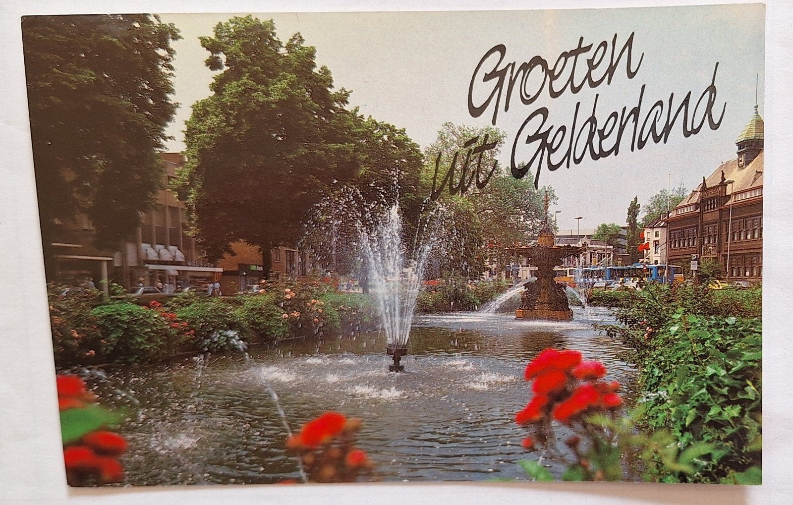 Oude Ansichtkaart Groeten uit Gelderland - Fontein, Ophalen of Verzenden, 1980 tot heden, Ongelopen, Gelderland