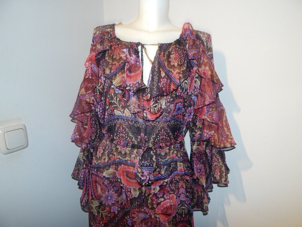 Misa los Angeles prachtige jurk mouwen laagjes bloemen 38, Maat 38/40 (M), Overige kleuren, Verzenden, Misa