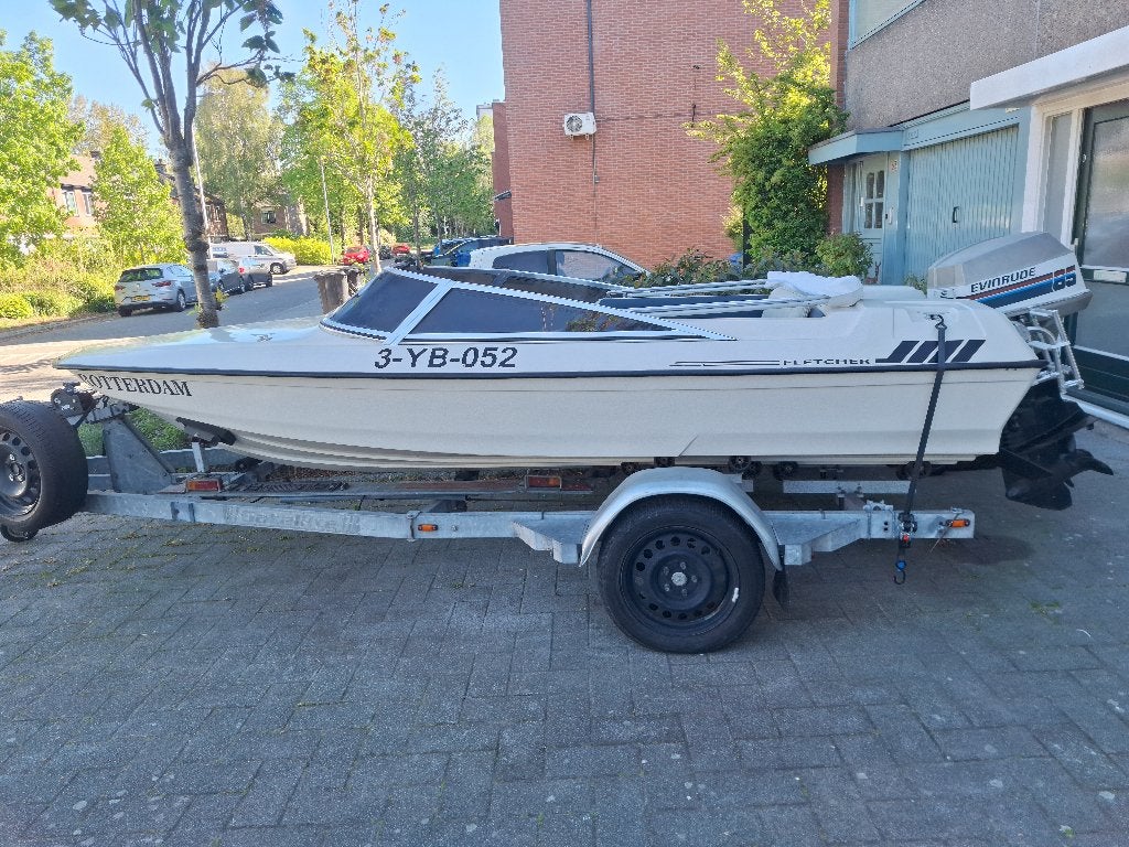 Fletcher speedboot met trailer en 85pk 2takt, Watersport en Boten, Ophalen, Elektrische start, 2 m, 40 cm
