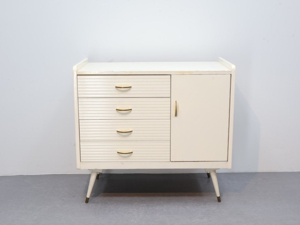Vintage commode / jaren `60 / creme, Gebruikt, 50 tot 70 cm, X, 75 tot 100 cm