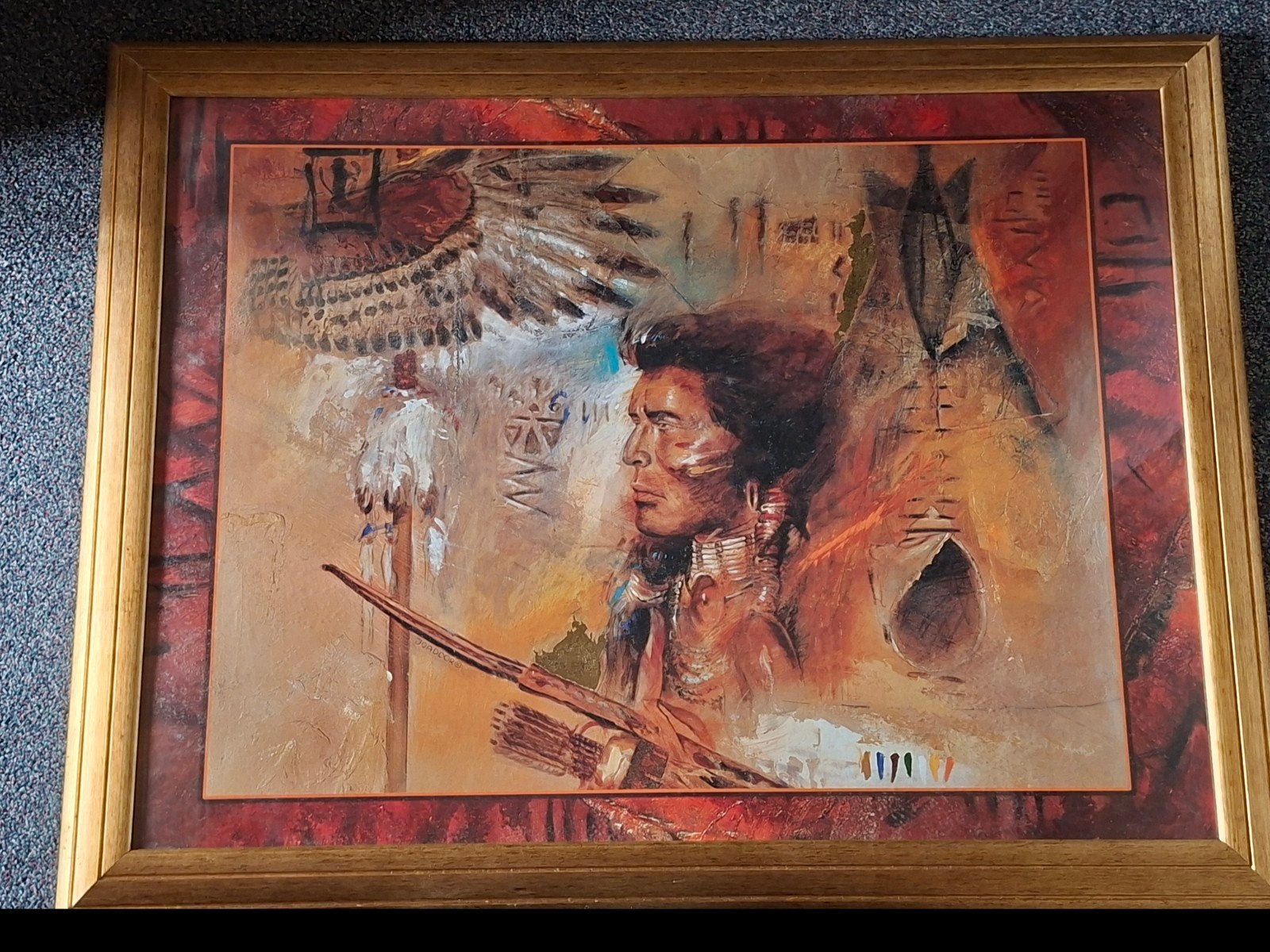 Ingelijste print van Indiaan met boog, heel mooi, Ophalen