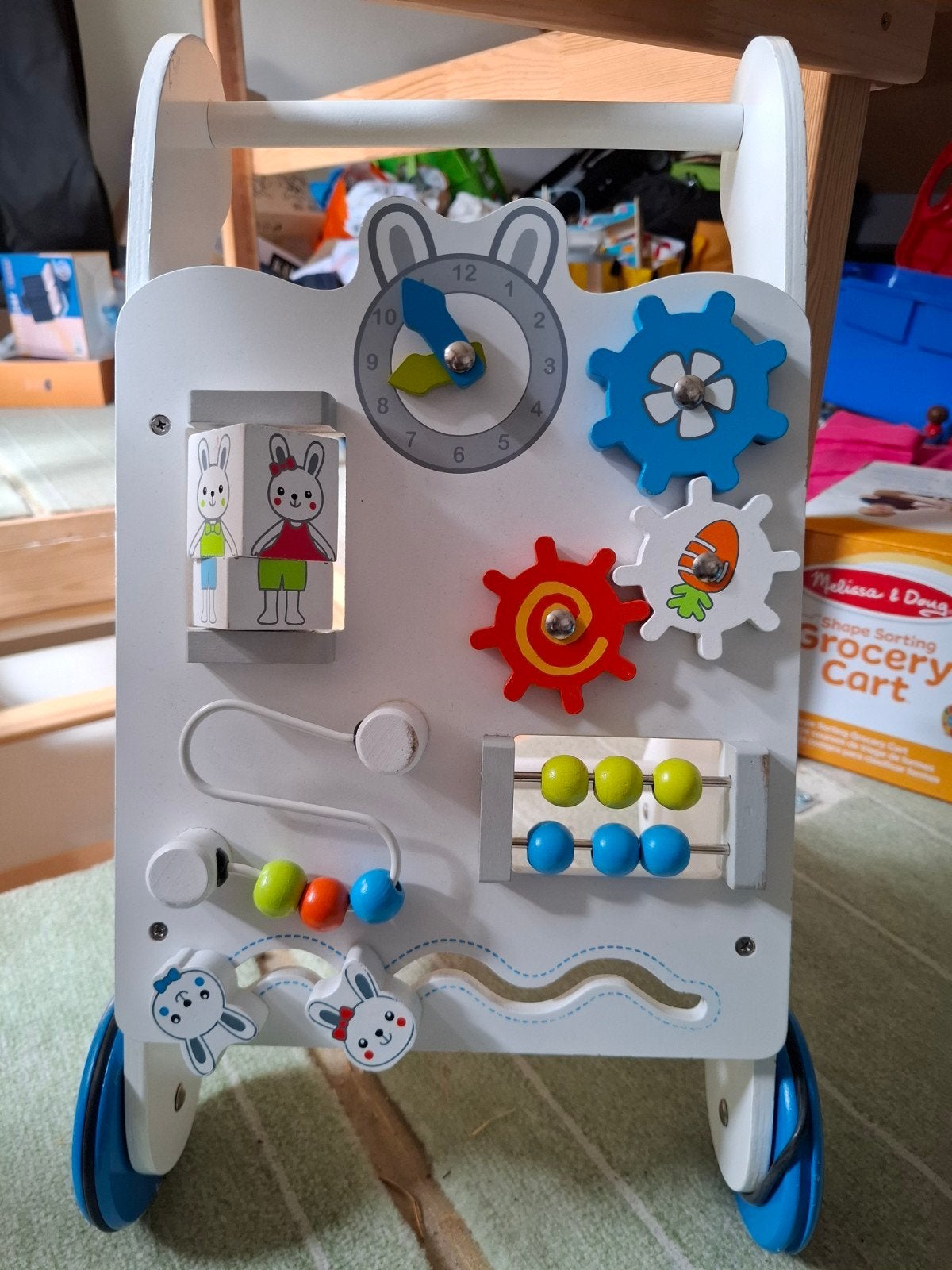 Houten Baby Walker met Activiteitenpaneel, Ophalen
