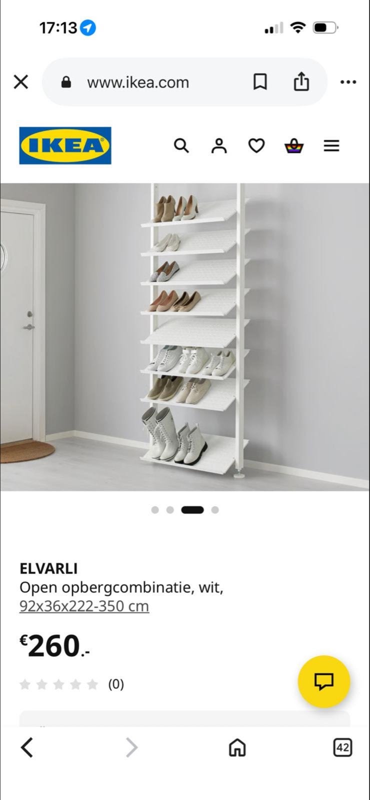 Ikea Elvarli schoenenrek - Open opbergcombinatie wit, Ophalen, Gebruikt