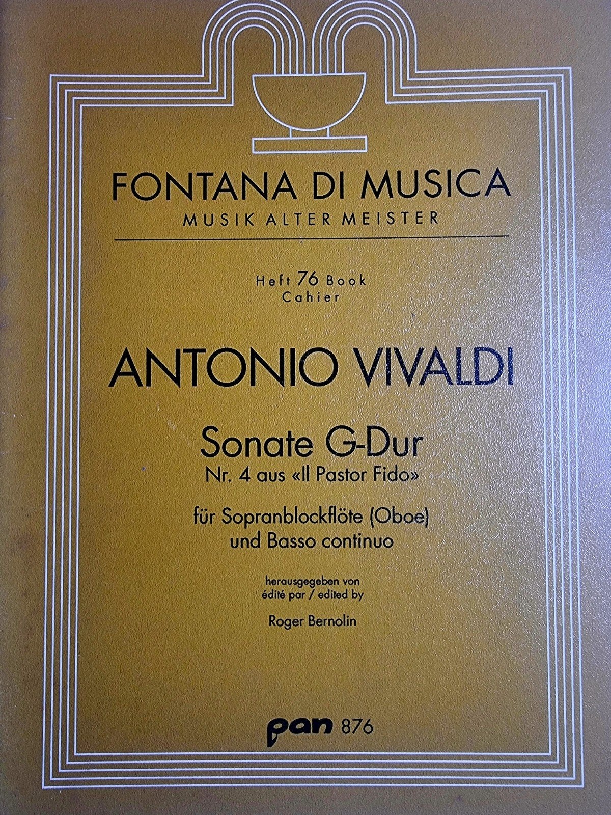 Antonio Vivaldi Sonate G-Dur Nr. 4 - Sopraan Hobo Piano Bl12, Muziek en Instrumenten, Bladmuziek, Verzenden, Klassiek, Artiest of Componist