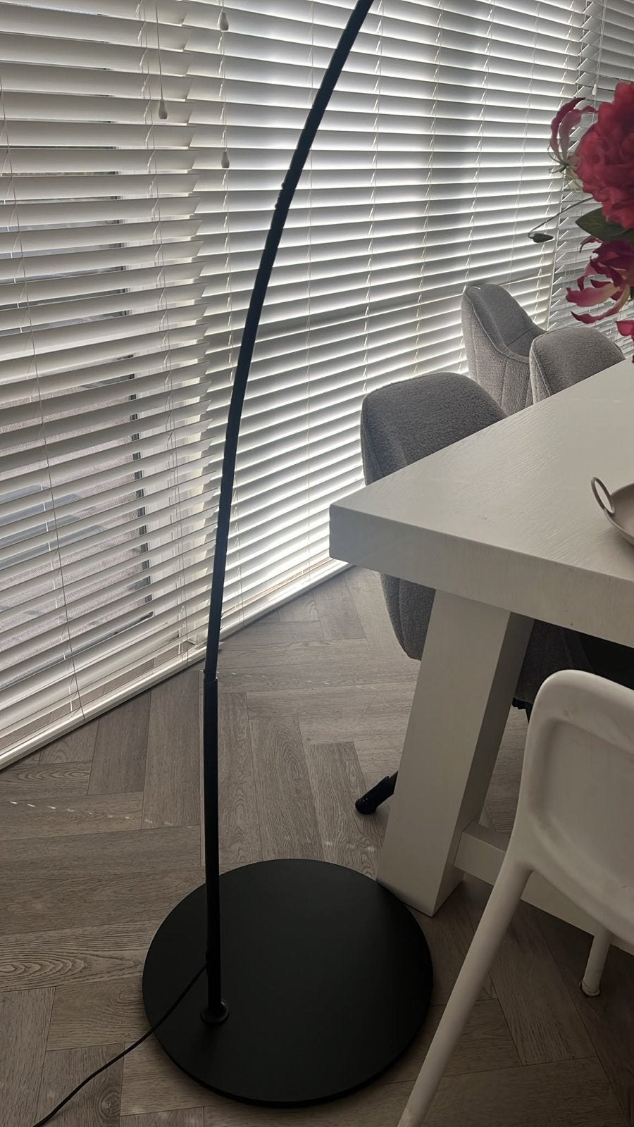 IKEA vloerlamp met boog en stoffen kap, Ophalen, Gebruikt, E27 (groot), Metaal
