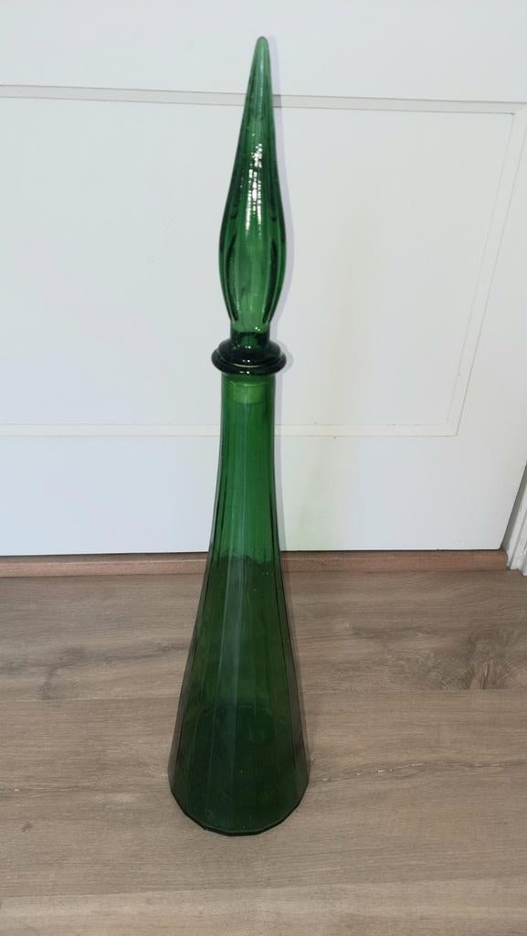 Grote Empoli genie vintage vaas groen,lees de beschrijving, 50 tot 75 cm, Ophalen of Verzenden, Groen, Glas