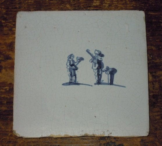 Antieke kinderspel-tegel windspel, Ophalen of Verzenden