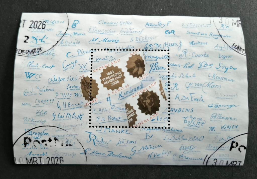 Nederland 2008 nvph 2578 Blok 125 jaar vereniging Rembrandt, Postzegels en Munten, Ophalen of Verzenden