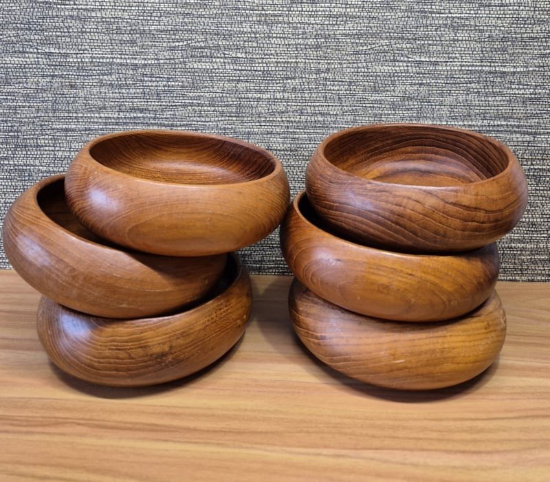 Vintage teak hout schaaltje, Huis en Inrichting, ., Rond, Nieuw, Ophalen of Verzenden