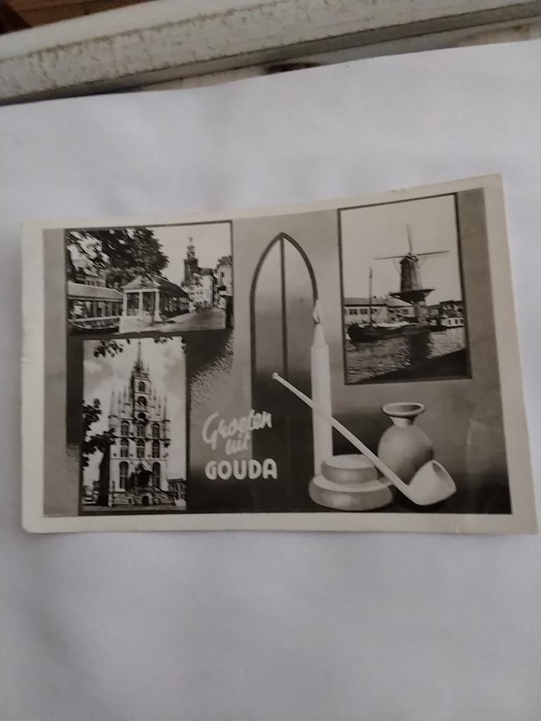 GROETEN UIT GOUDA. 3 afbeeldingen. 1960, Ophalen of Verzenden, 1940 tot 1960, Zuid-Holland