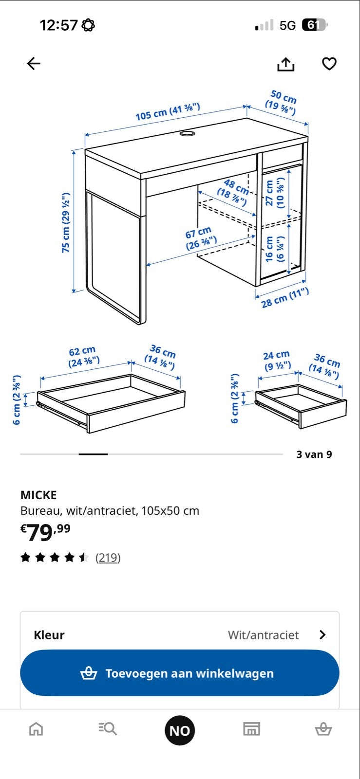 IKEA MICKE Bureau |mag deze week opgehaald worden|, Ophalen, Met lades, Spaanplaat of MDF, Zo goed als nieuw