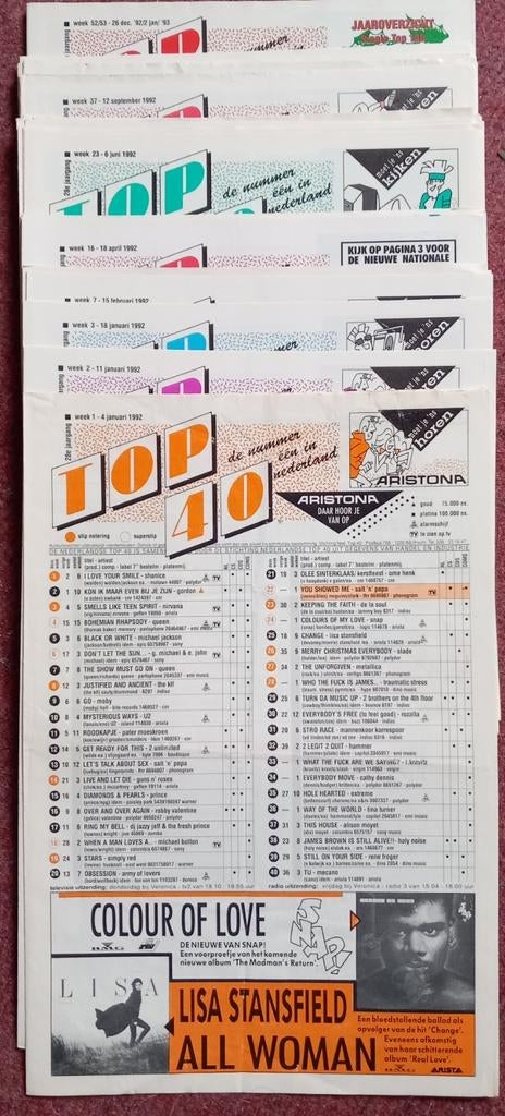 Top40 lijsten uit 1992 - 28e jaargang, Verzamelen, Tijdschriften, Kranten en Knipsels, Tijdschrift, Nederland, 1980 tot heden
