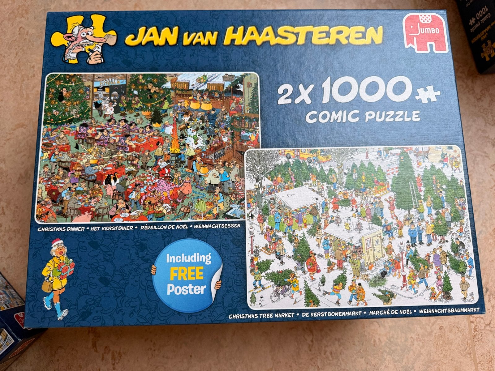 Jan van Haasteren 2x1000 stukjes Kerstpuzzels, Ophalen of Verzenden, 500 t/m 1500 stukjes, Zo goed als nieuw, Legpuzzel