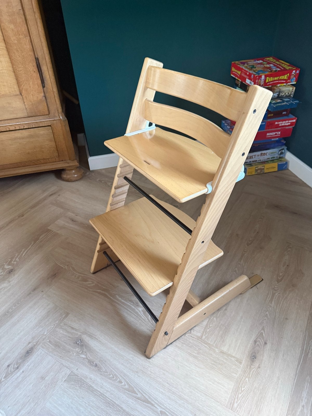 Stokke Tripp Trapp meegroeistoel naturel met accessoires, Kinderen en Baby's, Kinderstoelen, Ophalen, Gebruikt, Meegroeistoel