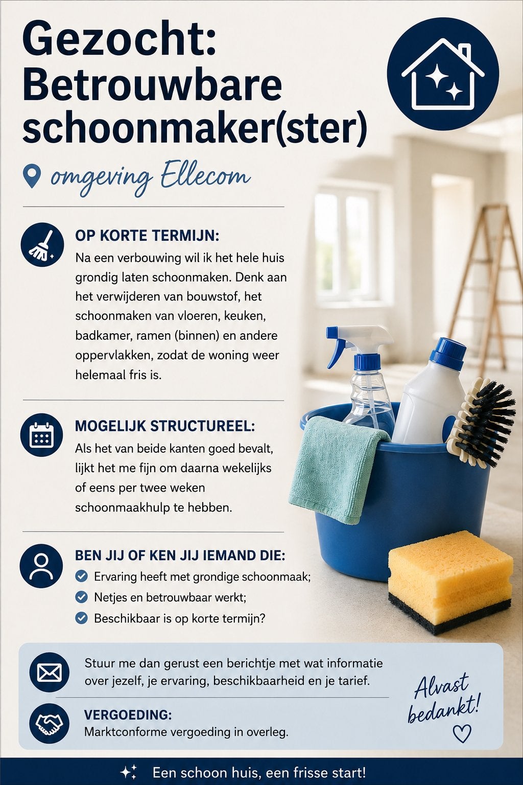 Schoonmaakhulp in Ellecom, Ophalen of Verzenden, Overige typen