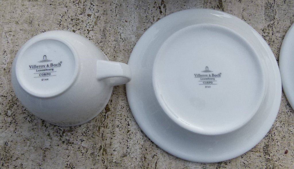 Villeroy & Boch Corpo White 6 x Koppen met Schotel, Klassiek, Villeroy & Boch, Nieuw, Ophalen of Verzenden