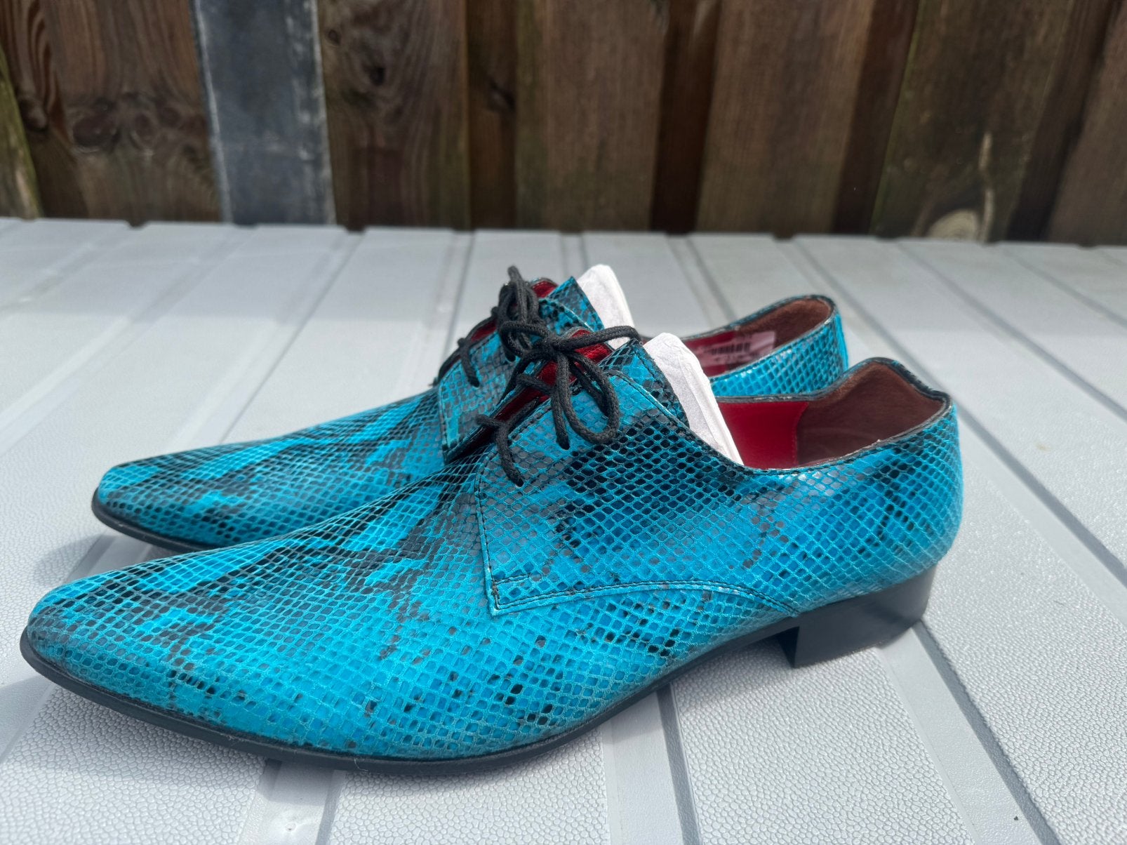 *Men of Global* Schitterend leren diepblauwe Schoenen mt 43, Zo goed als nieuw, Veterschoenen, Verzenden, Blauw