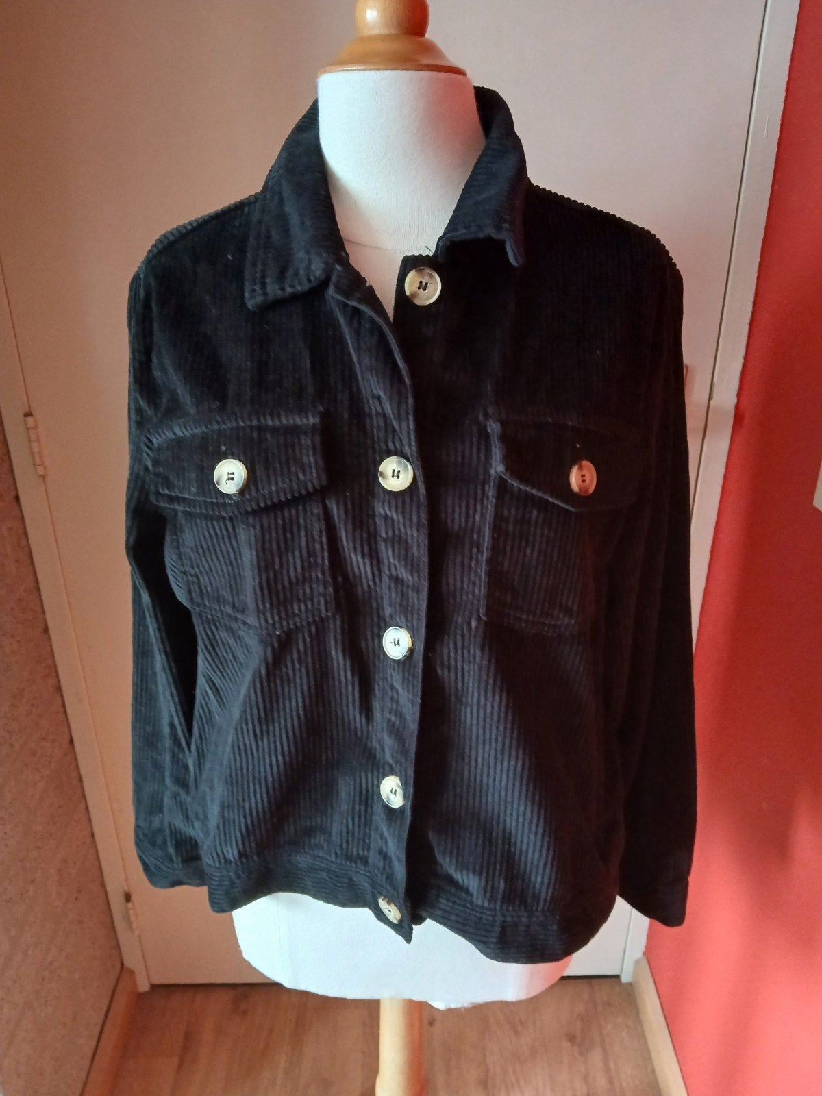 Dames corduroy / tussen jasje-zwart -Maat xl/42- 100% katoen, Kleding | Dames, Zeeman, Zwart, Maat 46/48 (XL) of groter, Ophalen of Verzenden