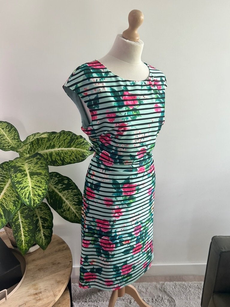 Smashed Lemon maat XL zomer gestreepte retro jurk 3338, Blauw, Maat 46/48 (XL) of groter, Ophalen of Verzenden, Zo goed als nieuw