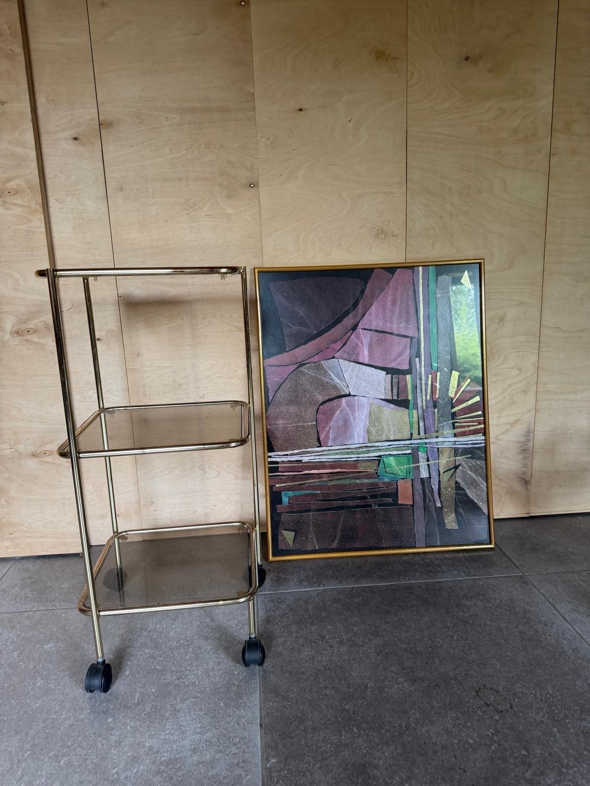 Vintage Hollywood Regency Bar Cart / Serveerwagen Jaren '70, Ophalen, Vintage, Gebruikt, Goud