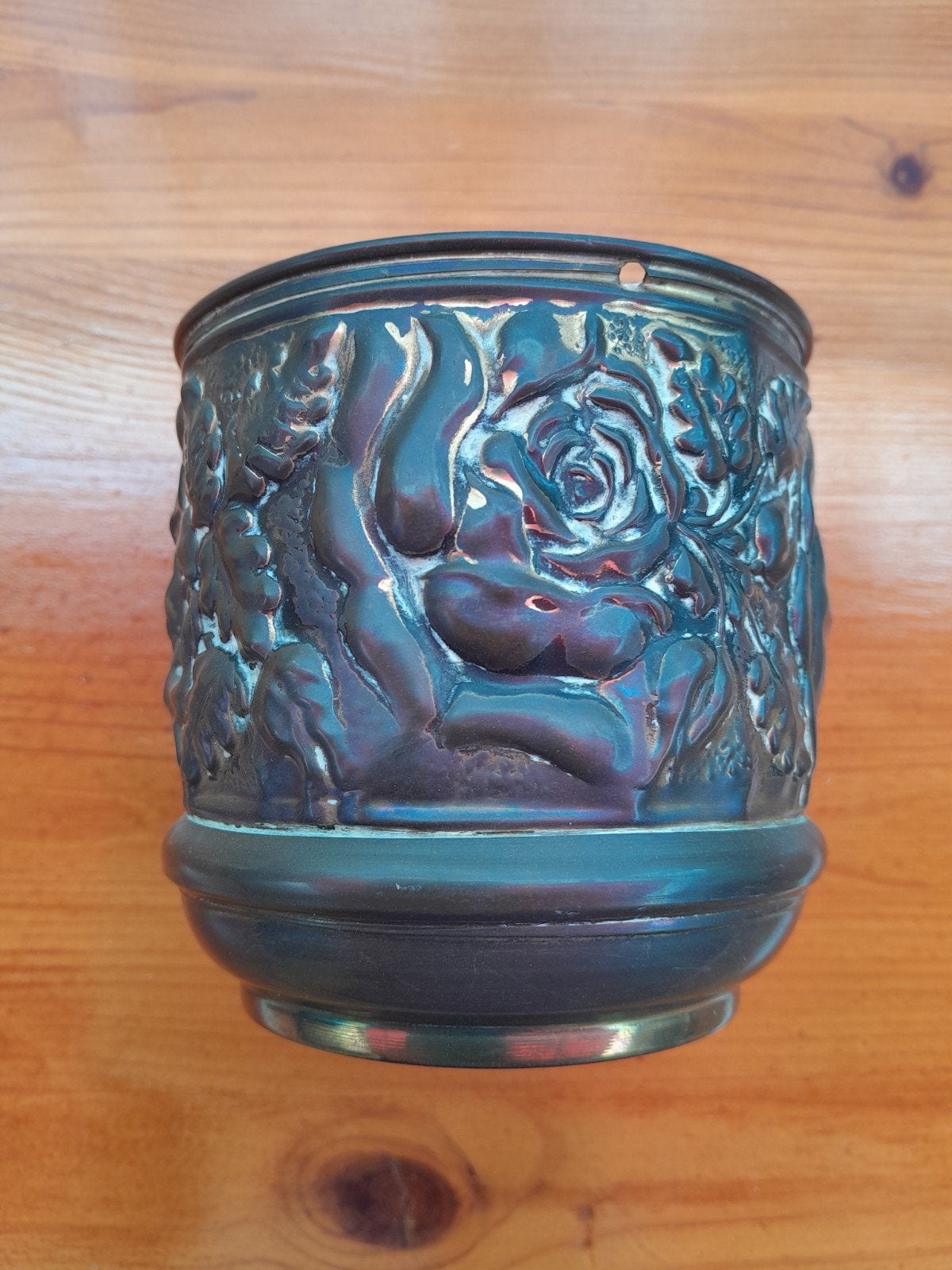 Vintage bloempot met rozenreliëf, Ophalen of Verzenden