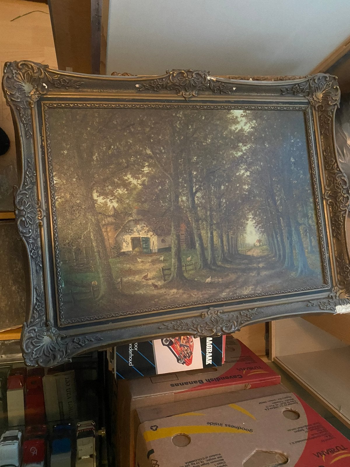 Antiek schildery zeer oud, Ophalen of Verzenden, Olieverf, Landschap, Doek