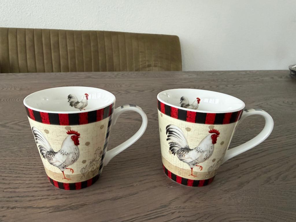 Set van 2 Pimpernel Country Touch mokken met haan, Keramiek, Ophalen of Verzenden, Zo goed als nieuw, Overige stijlen