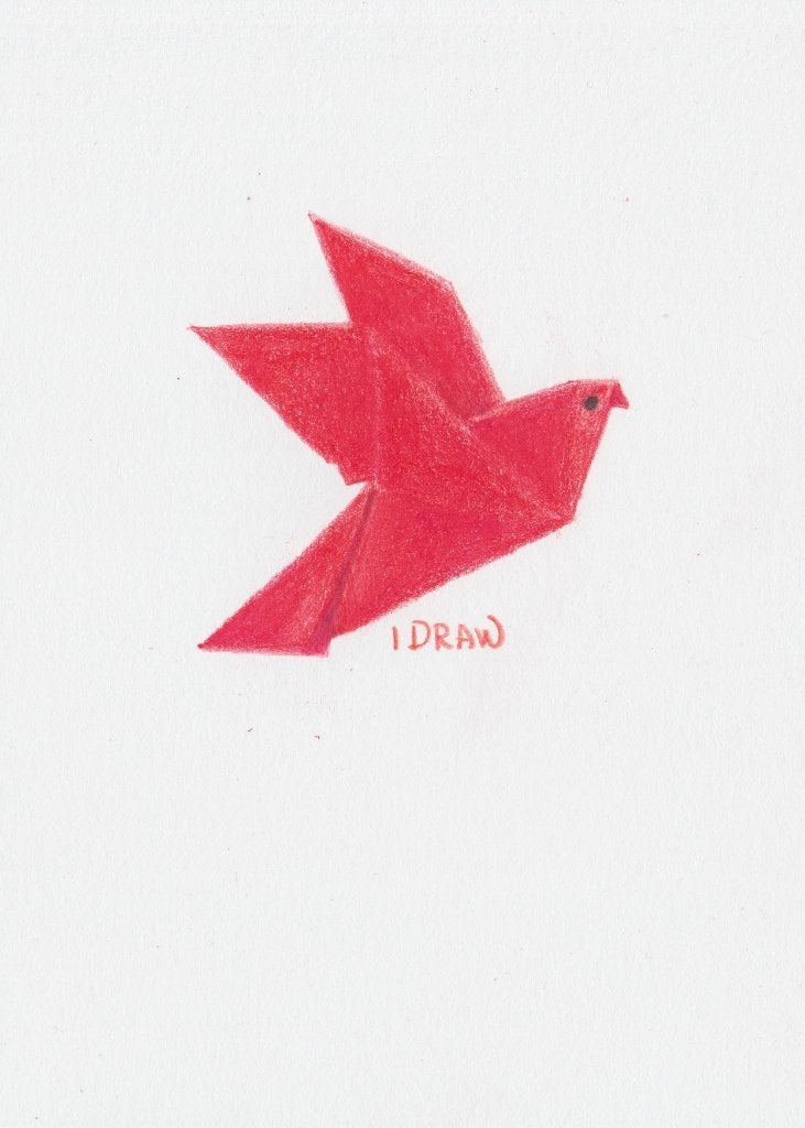 Origami Vogel, Ophalen of Verzenden, Tekening, Potloodtekening, Handgemaakt