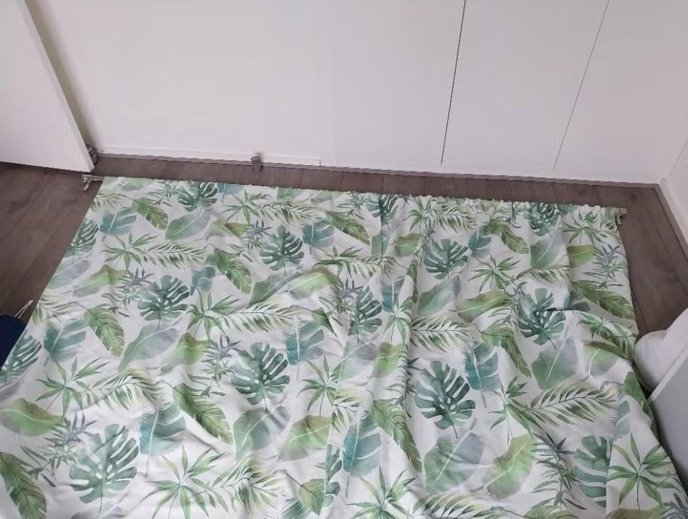 Gordijn met roede, Ophalen, 200 cm of meer, Groen, Zo goed als nieuw
