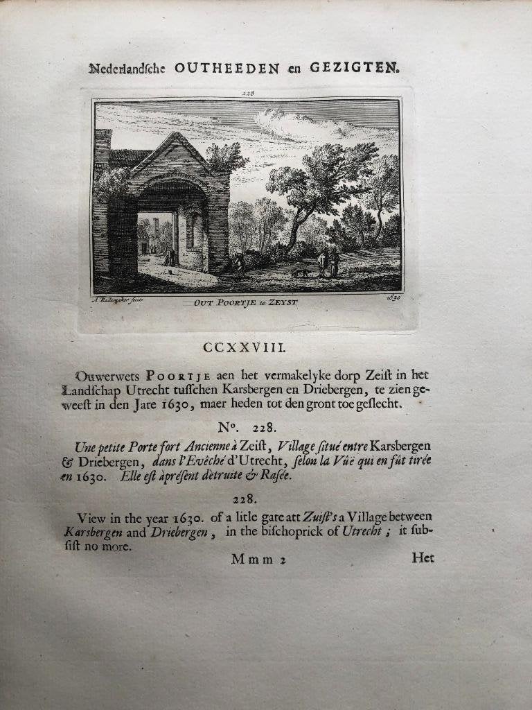 228 / Zeist Oud Poortje Kopergravure 1732, Ophalen of Verzenden