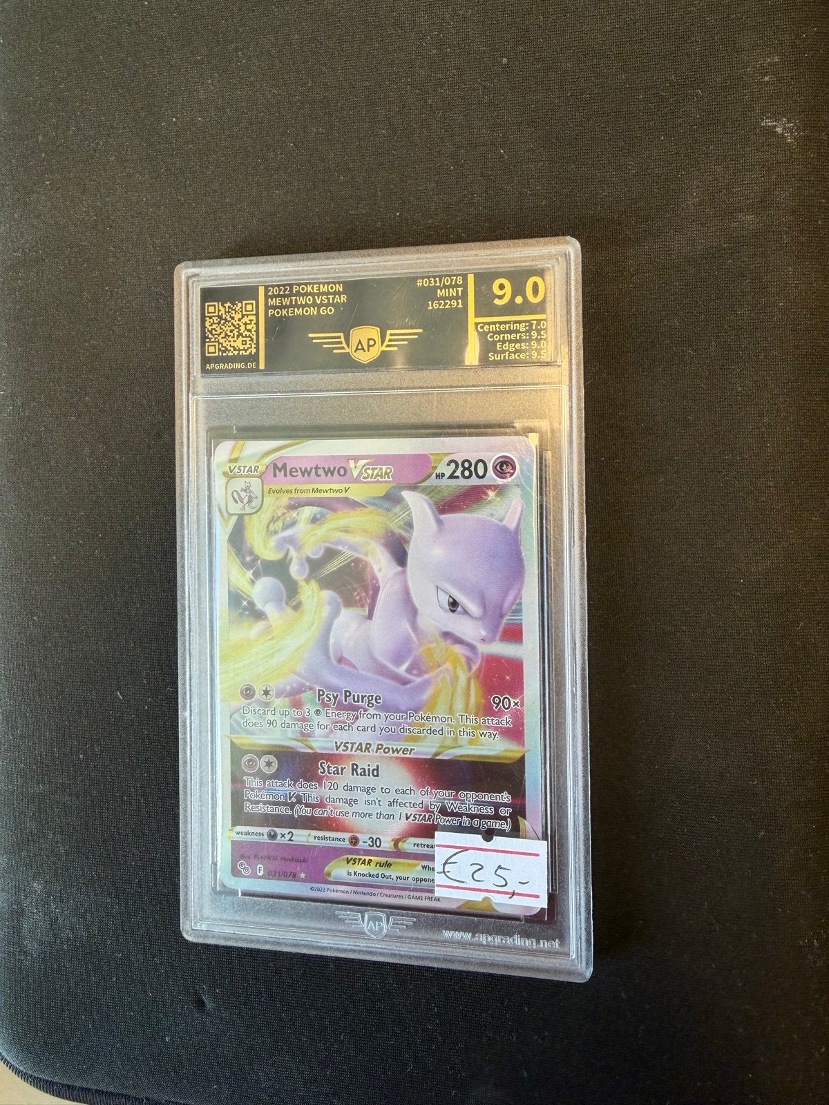 Mewtwo VSTAR Pokémon Go AP Graded 9.0, Ophalen of Verzenden, Zo goed als nieuw, Losse kaart