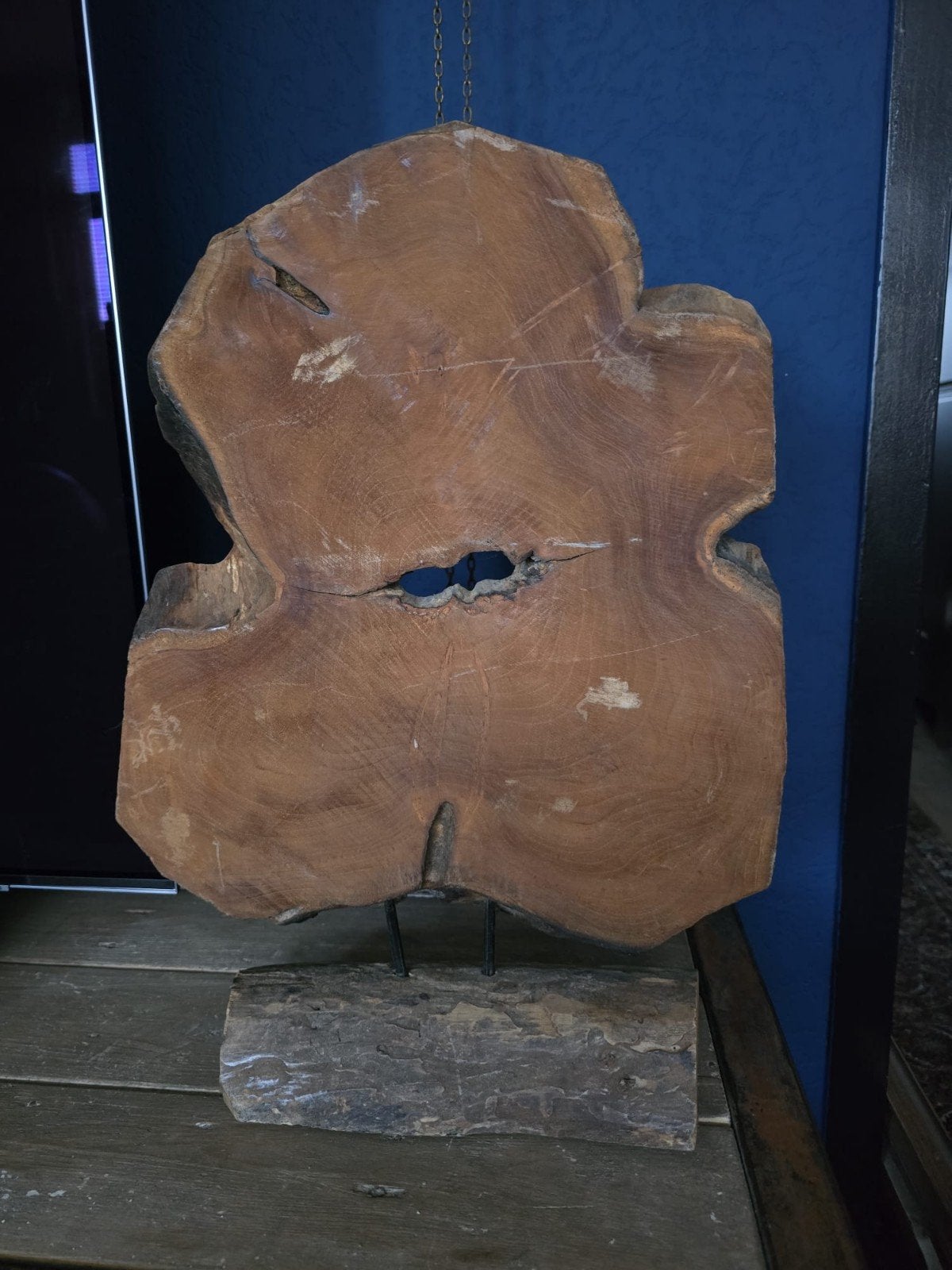 Teakhouten decoratie op voet., Ophalen of Verzenden, Hout, Landelijk
