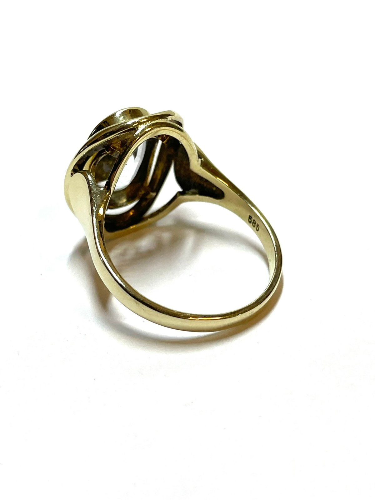 14k gouden ring met een aquamarijn, 18 tot 19, -, -, Ophalen of Verzenden
