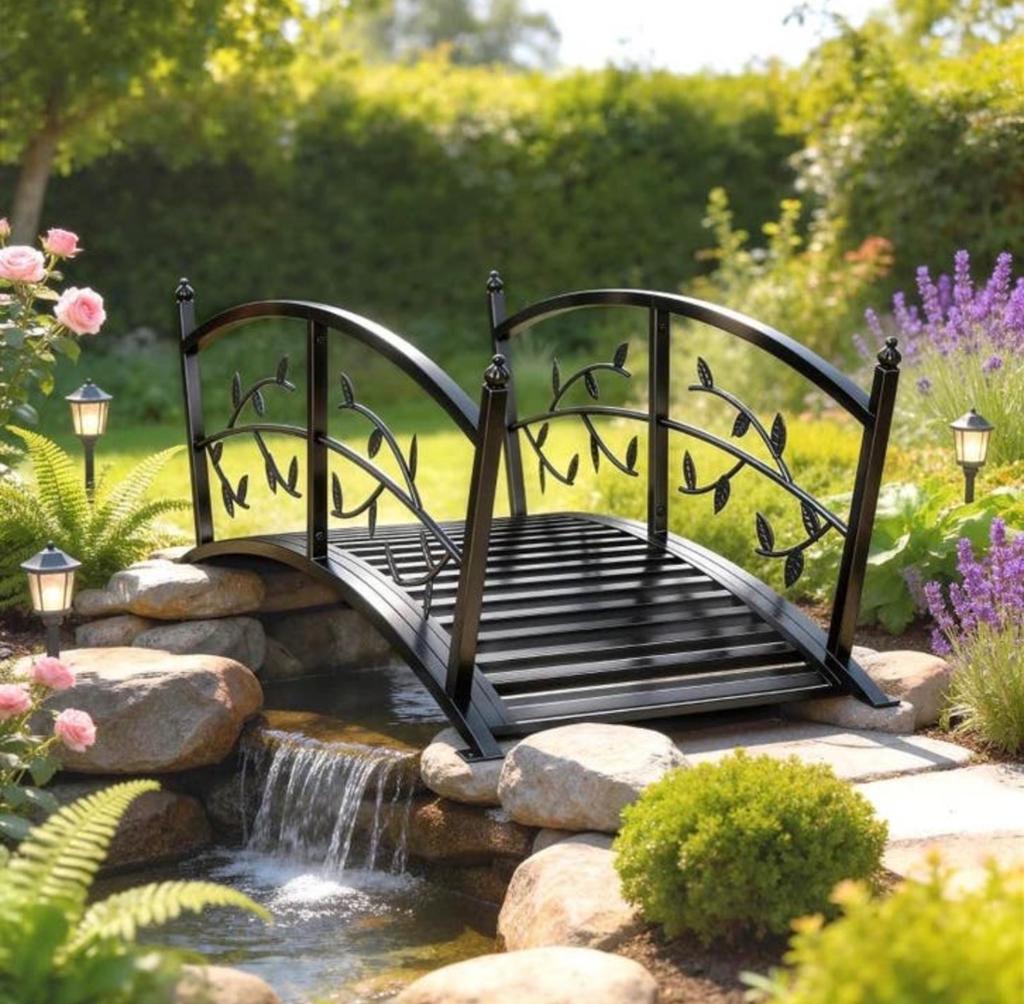 Decoratieve Tuinbrug - 120 cm breed, Zwart Metaal NIEUW, Ophalen of Verzenden, Nieuw