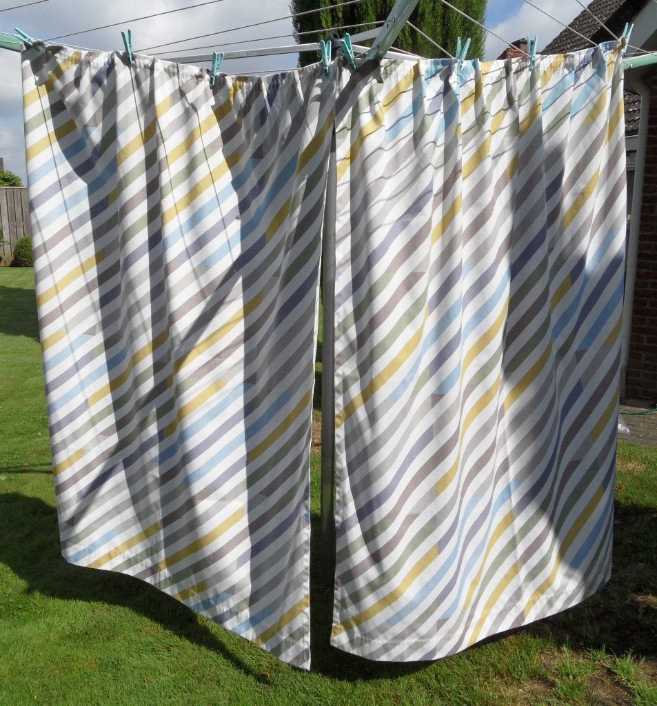 2x overgordijn - overgordijnen  - katoen - kleuren - streep, Overige kleuren, 100 tot 150 cm, 150 tot 200 cm, Ophalen of Verzenden