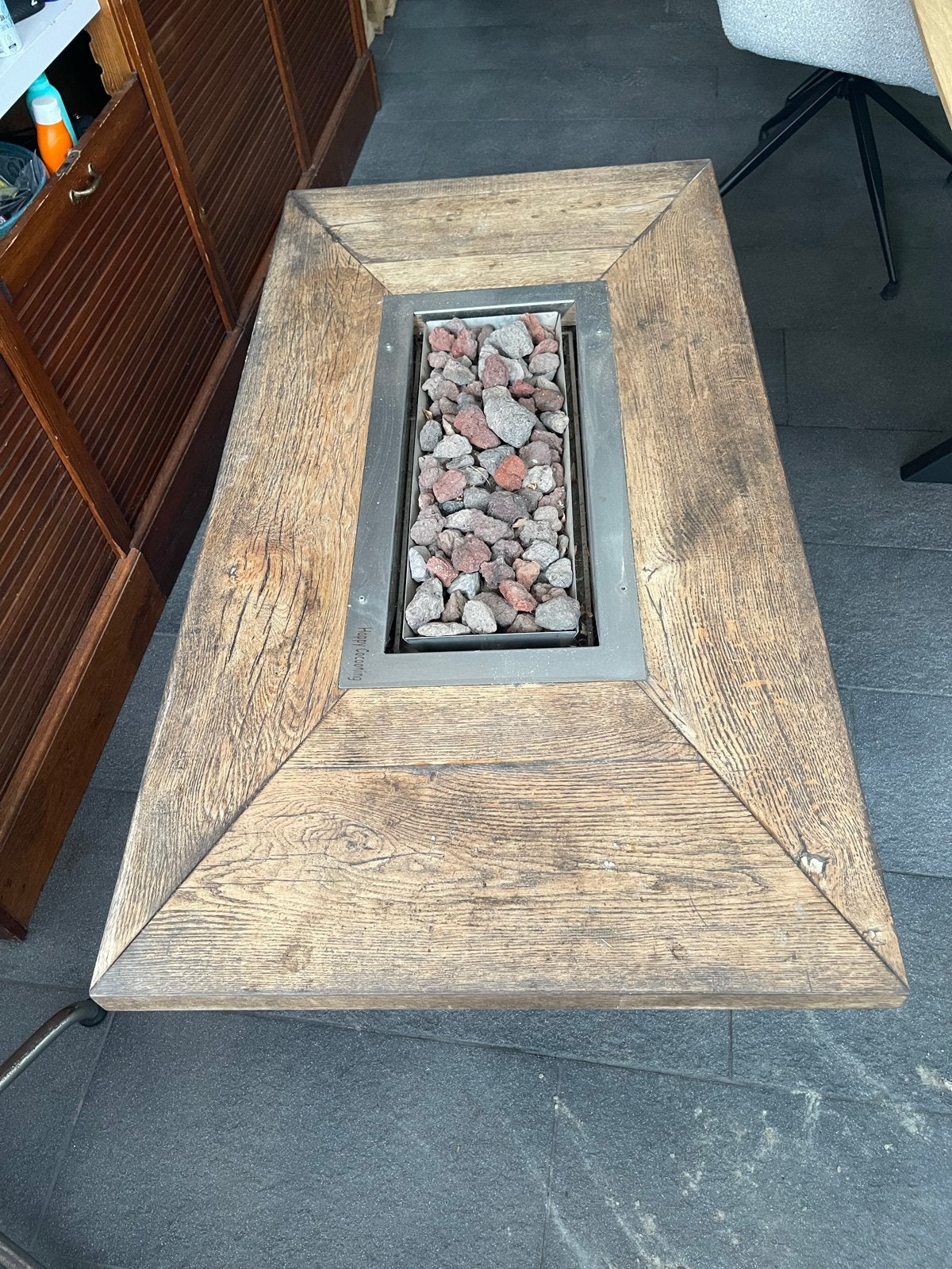 Eikenhouten Tafelhaard met Brander - Sfeervol en Functioneel, Ophalen, Minder dan 45 cm, 55 tot 75 cm, Zo goed als nieuw