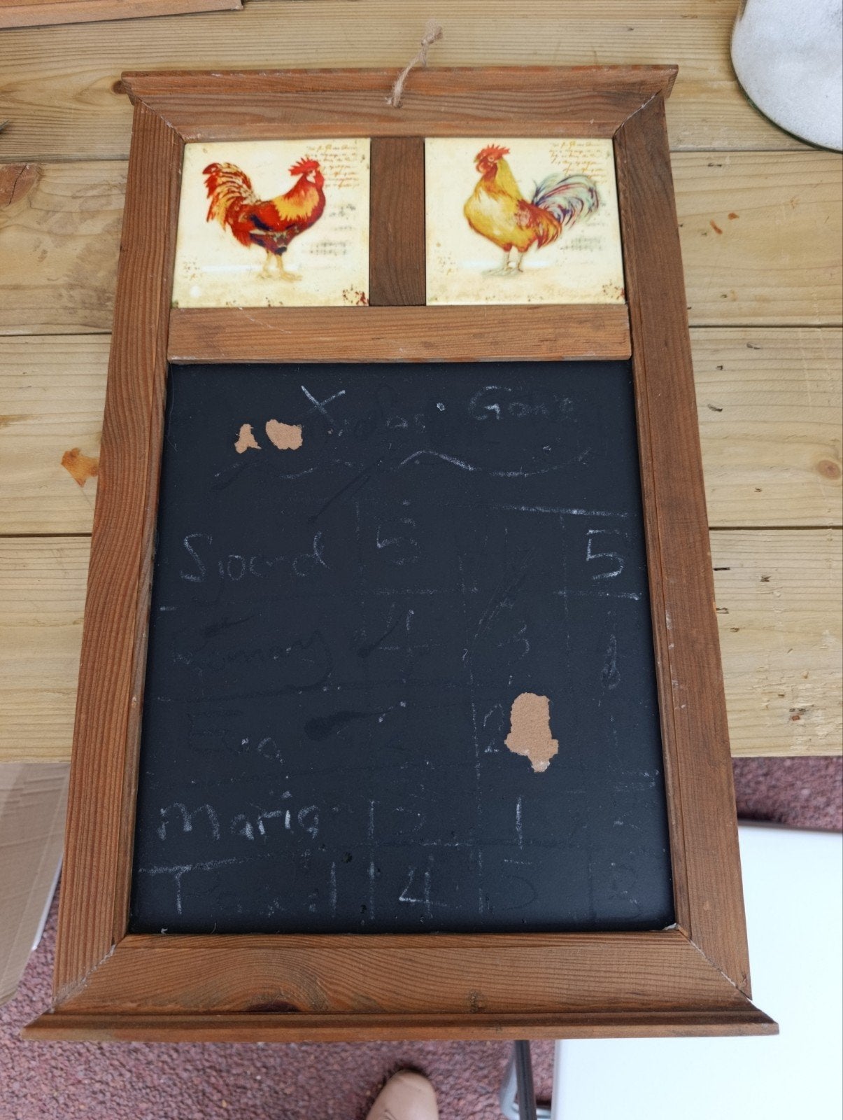 Houten schoolbord met haan tegels, Hout, Gebruikt, Ophalen of Verzenden, Landelijk