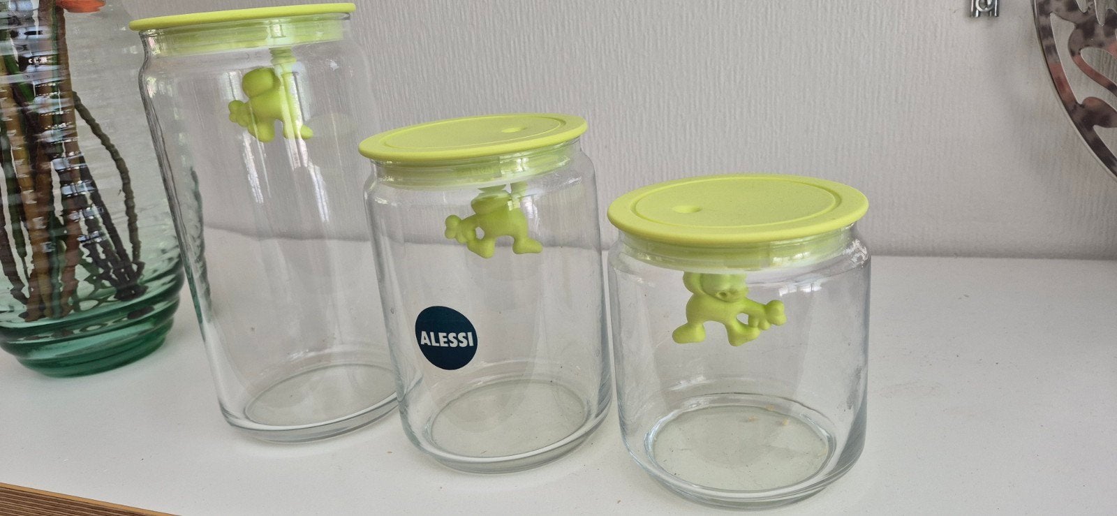 3 Gkazen voorraadpotten van Alessi, Glas, Ophalen of Verzenden, Zo goed als nieuw, Voorraadpot