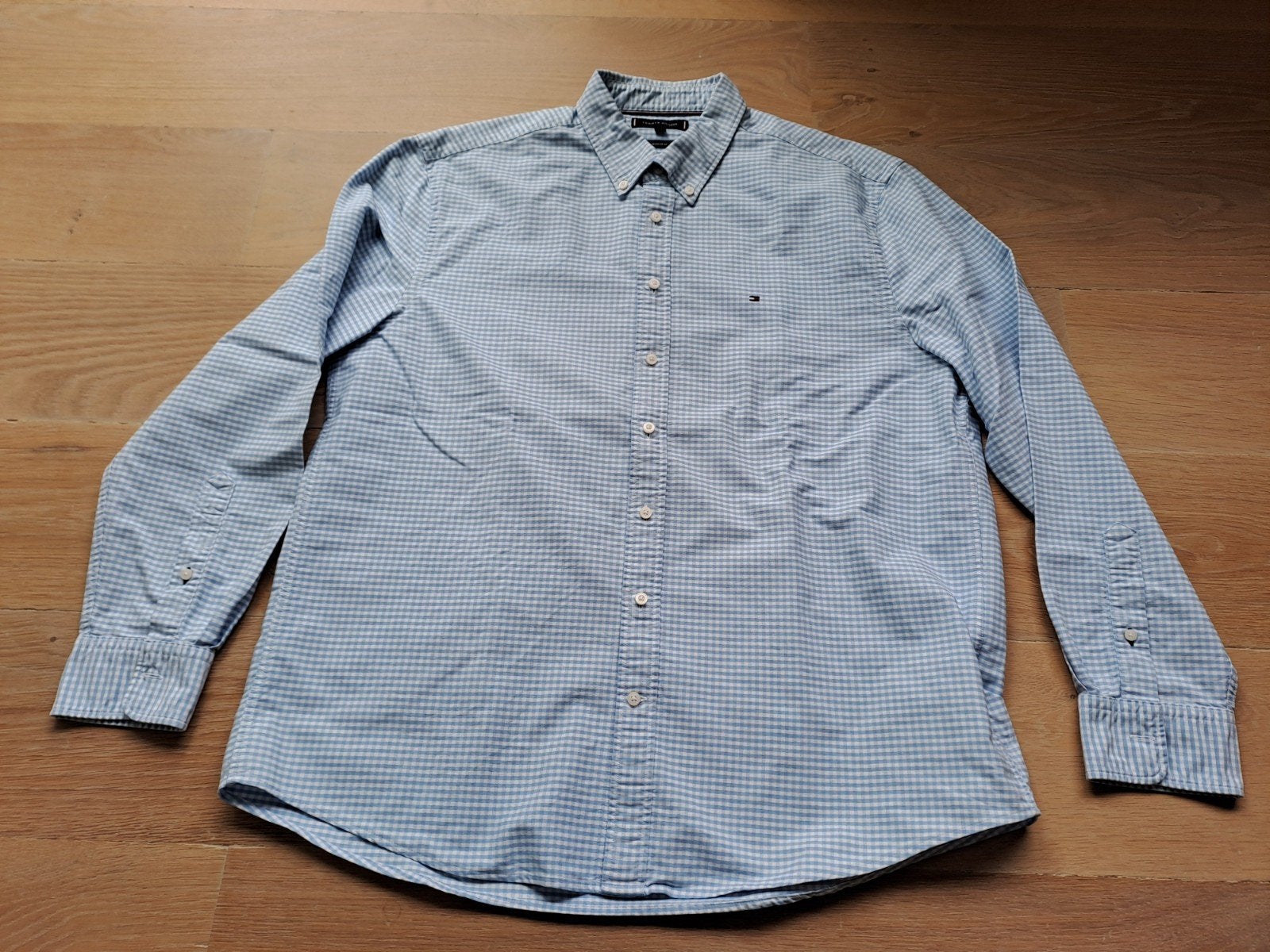 Geruit hemd van 'Tommy Hilfiger' in maat XXL, Blauw, Tommy Hilfiger, Ophalen of Verzenden, Zo goed als nieuw