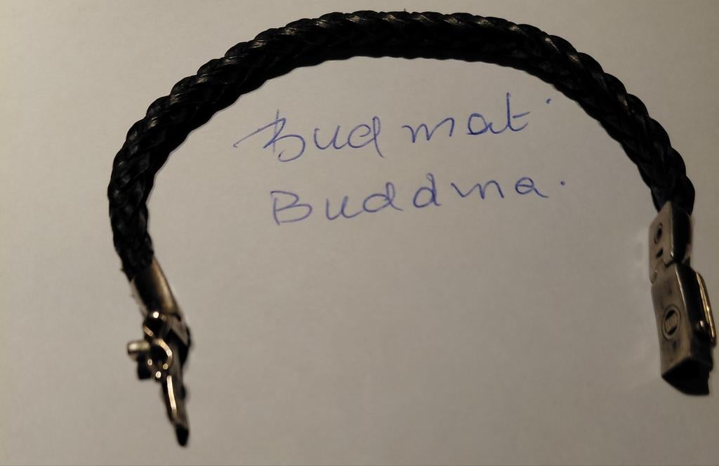 gevlochten leren armband 17 cm, Ophalen of Verzenden, Leer