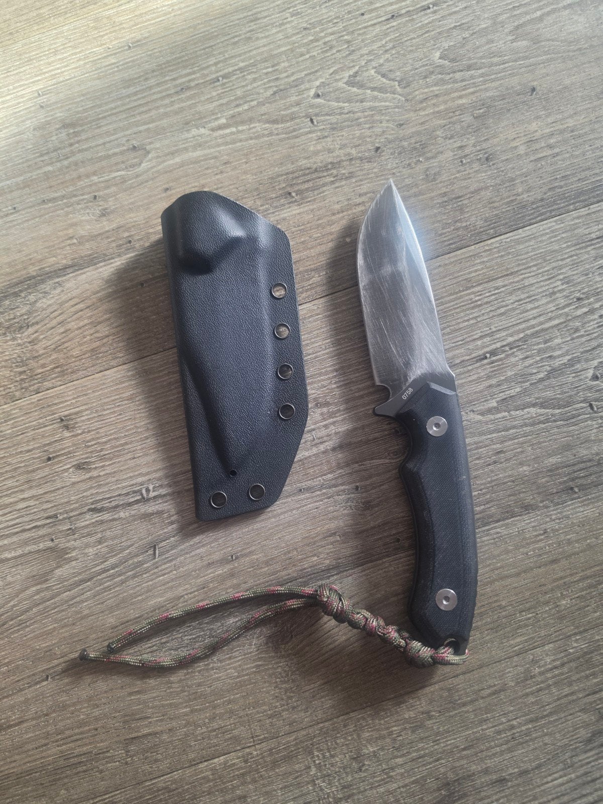 Vaststaand mes met schede - DC53 staal, G10 handvat, Verzenden, Gebruikt