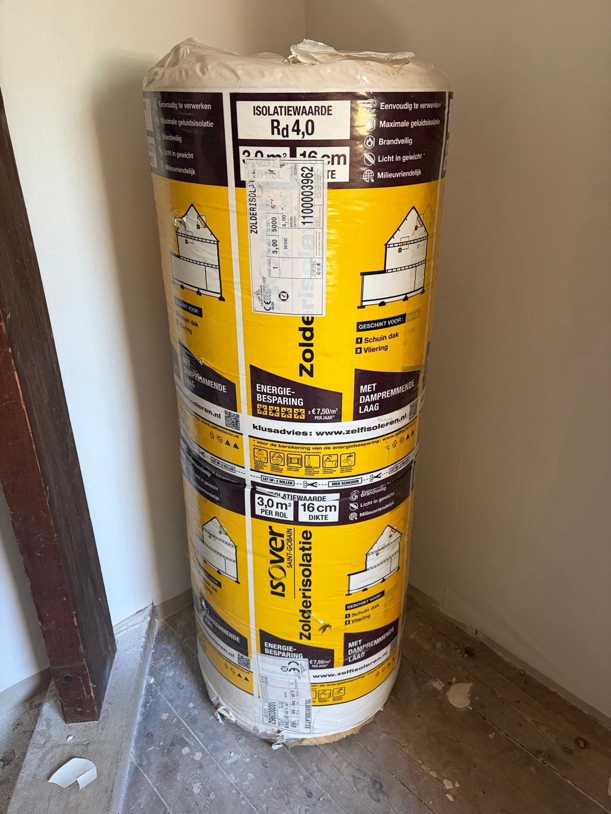 Nieuwe Isover Zolderisolatie Rol - 3m², 16cm dikte, Ophalen, 12 cm of meer, Nieuw, Minder dan 5 m²