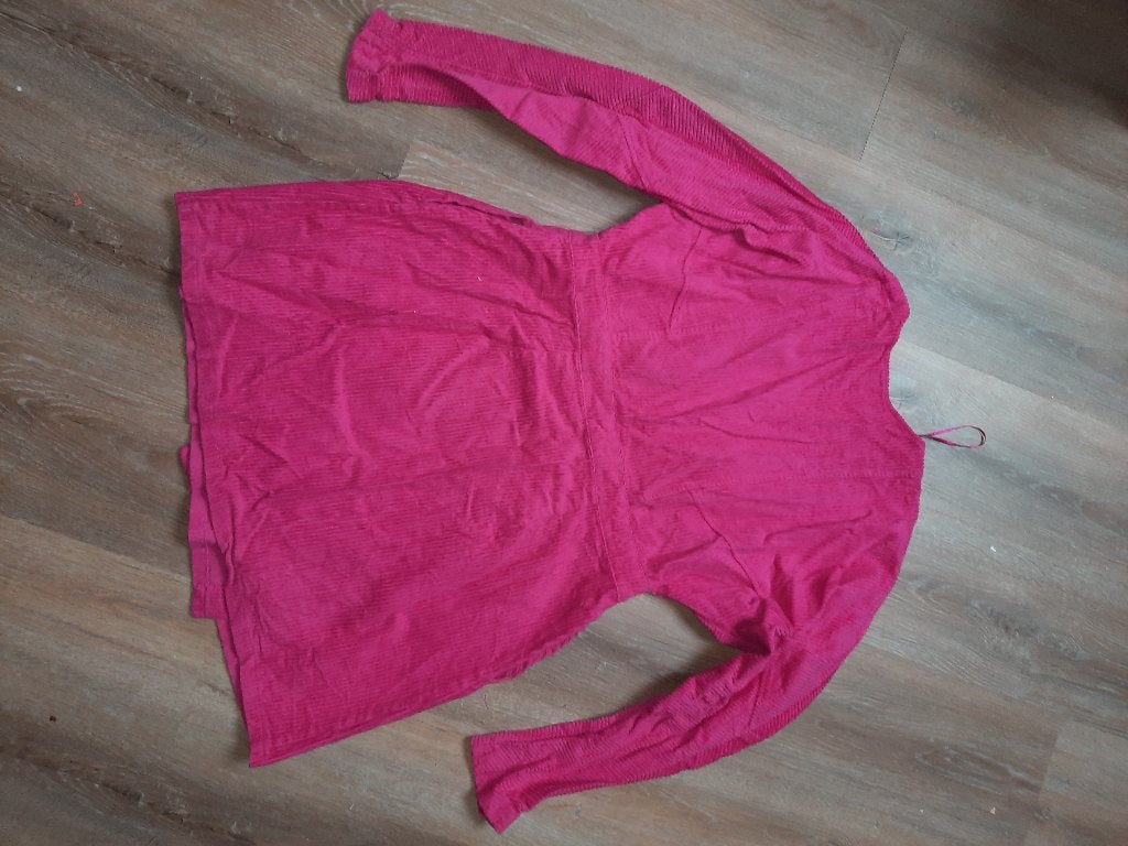 roze ribstof blazer jurk met glitter 44, Maat 42/44 (L), Ophalen of Verzenden, Zo goed als nieuw, Roze