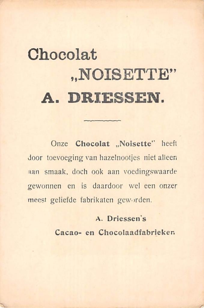Rotterdam Reclame Chocolat Noir A. Driessen Cacao Chocolade, Verzenden, Voor 1920, Ongelopen, Overige thema's