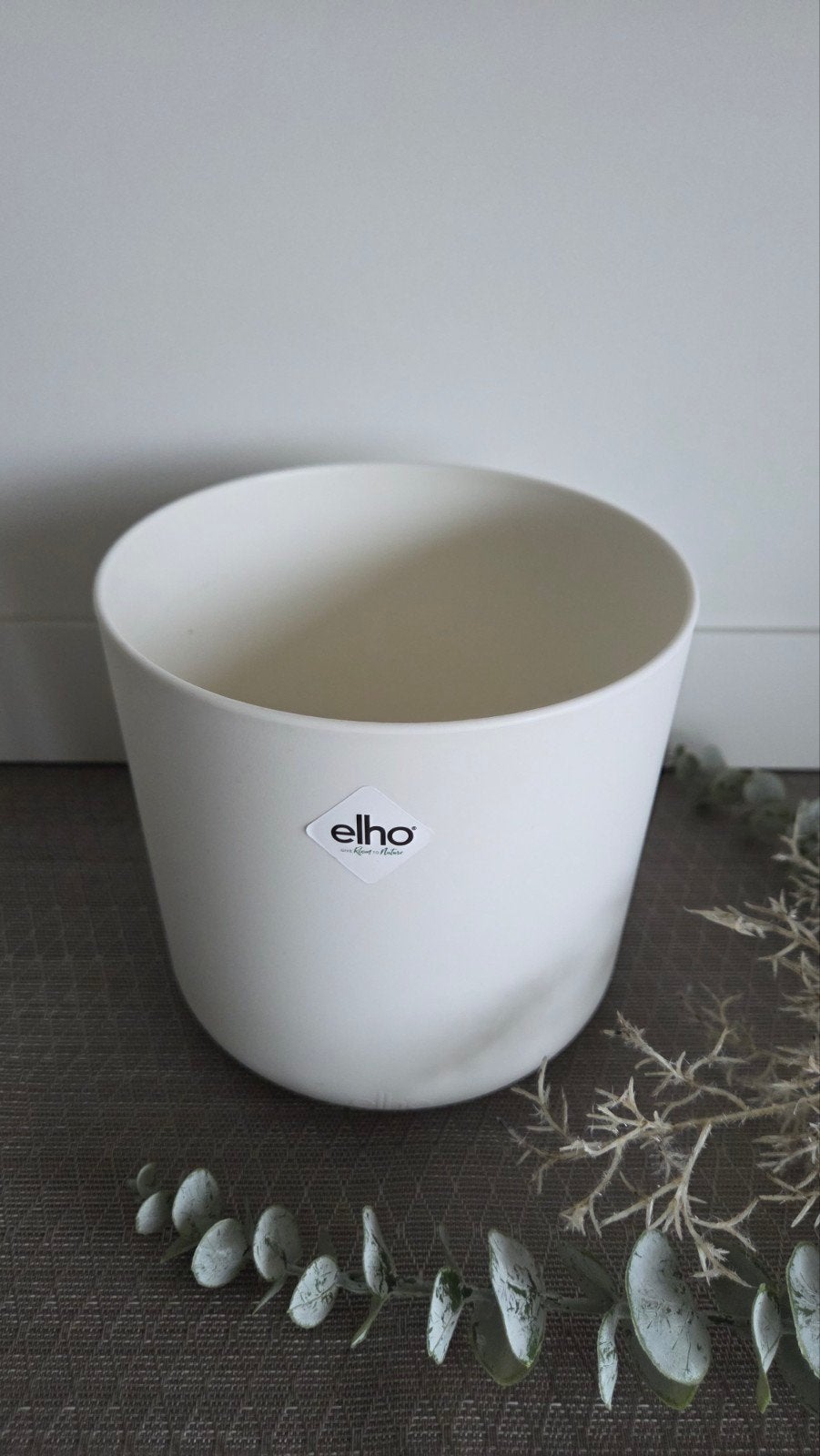 Elho kunststof bloempot wit H:15cm B:16cm, Ophalen, Kunststof, Gebruikt, Rond