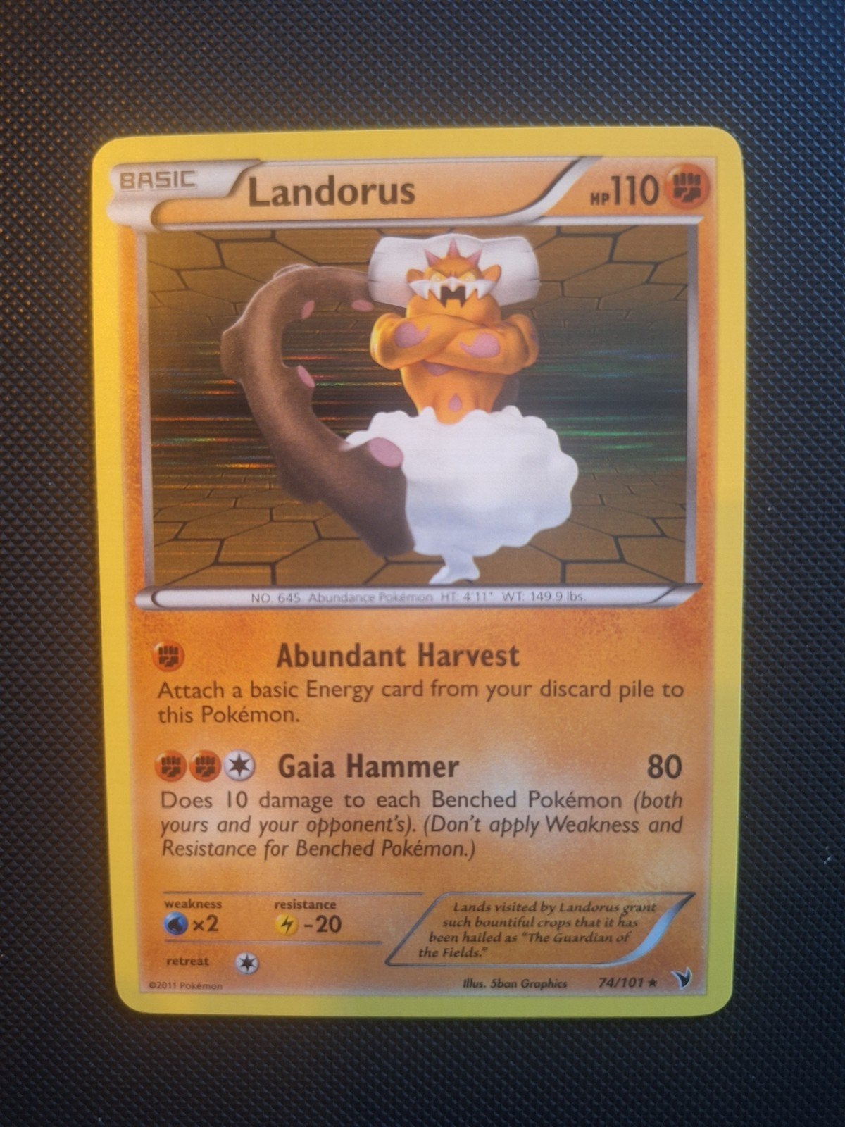 Pokémon Landorus 74/101 holo 2011, Hobby en Vrije tijd, Verzamelkaartspellen | Pokémon, Ophalen of Verzenden, Zo goed als nieuw