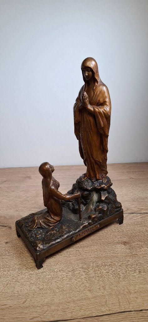 Antiek Frans Beeld "Le Miracle du Cierge" met Speeldoos, Ophalen