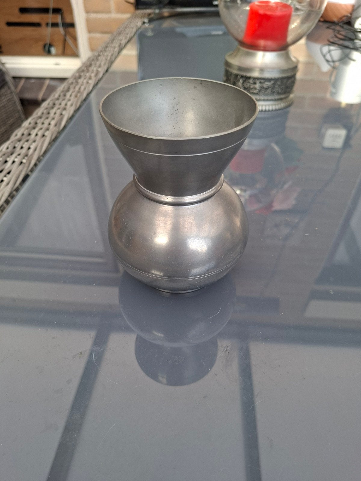 Vintage tinnen vaasje / beker - Tinga Zinn - 470gr, Antiek en Kunst, Antiek | Tin, Ophalen of Verzenden